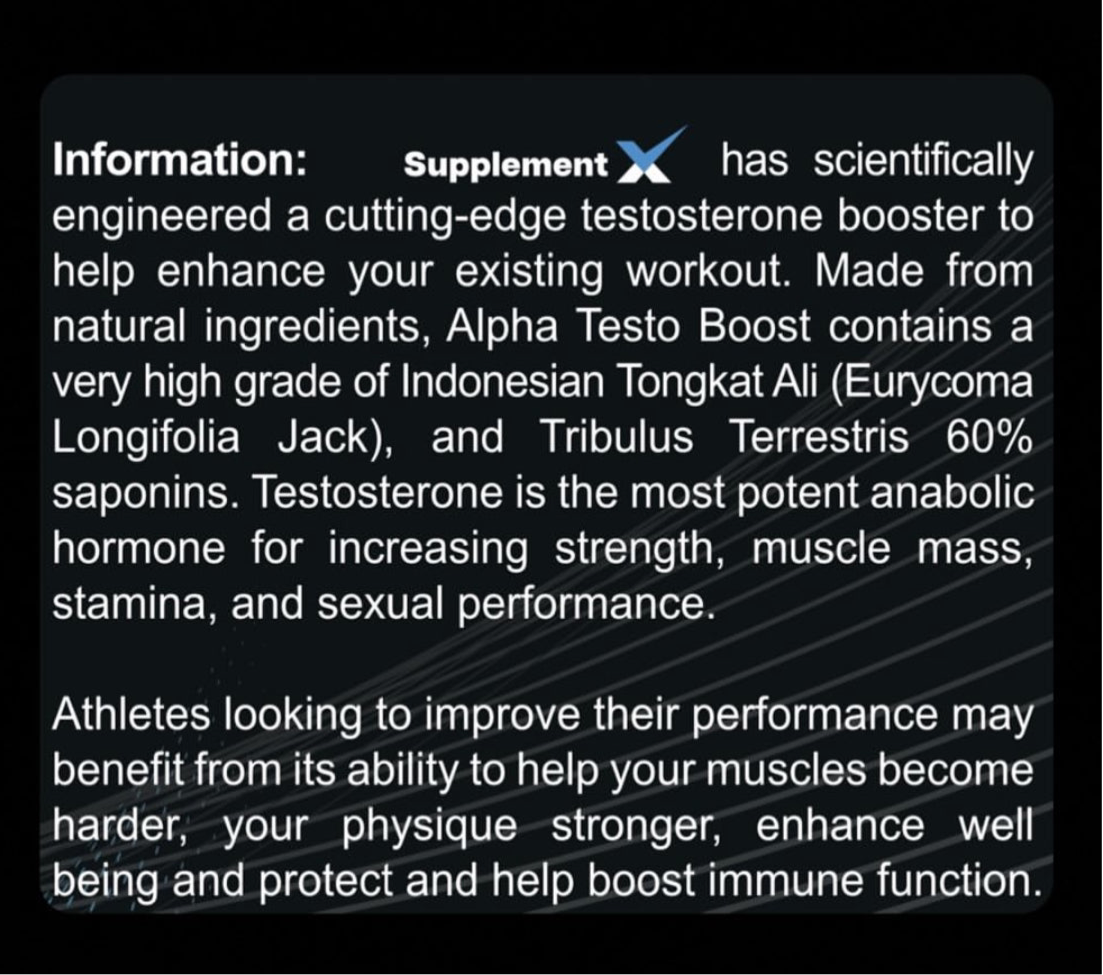 Alpha Testo Boost- Natural Testosterone & Performance Support (90 Capsules)