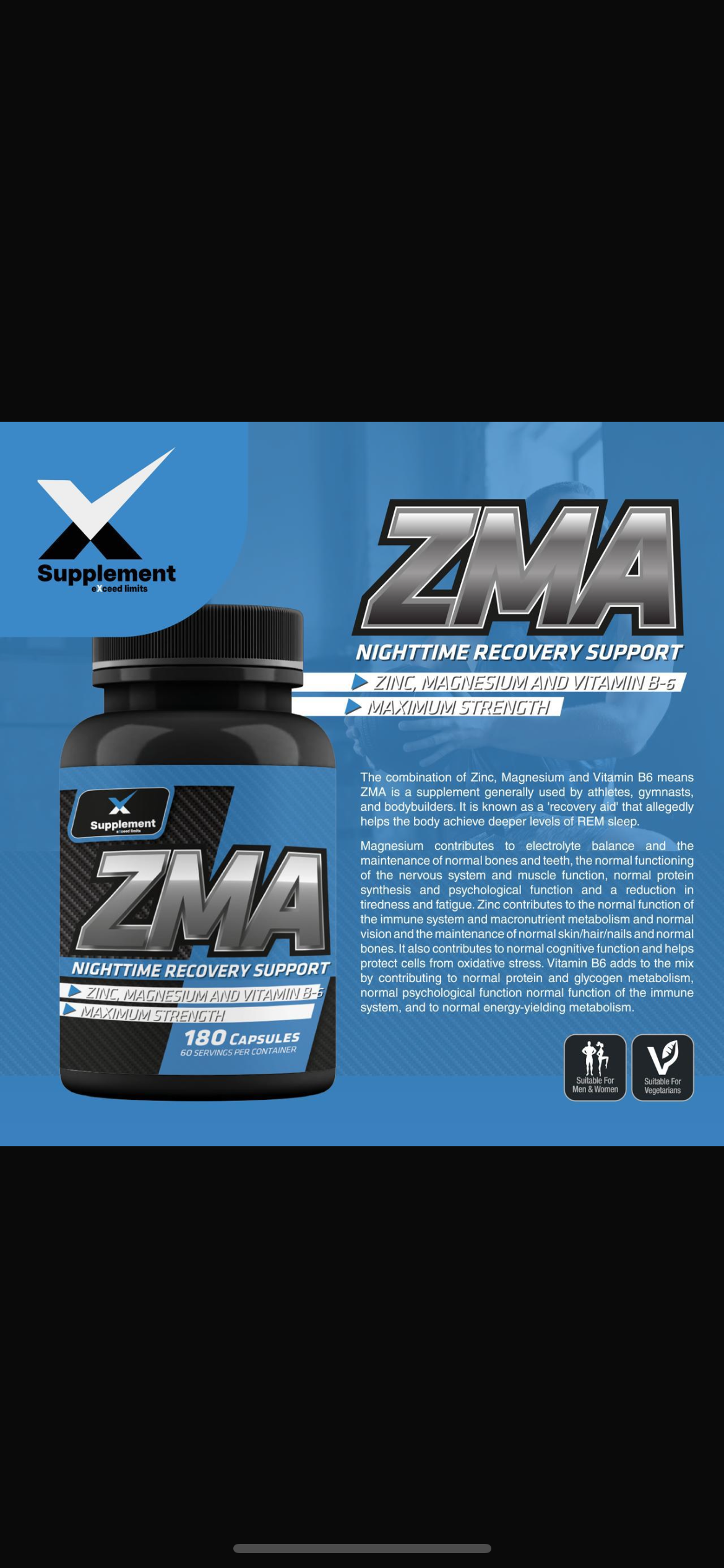ZMA Nighttime Recovery Formula -Zinc, Magnesium & Vitamin B6 (180 Capsules)